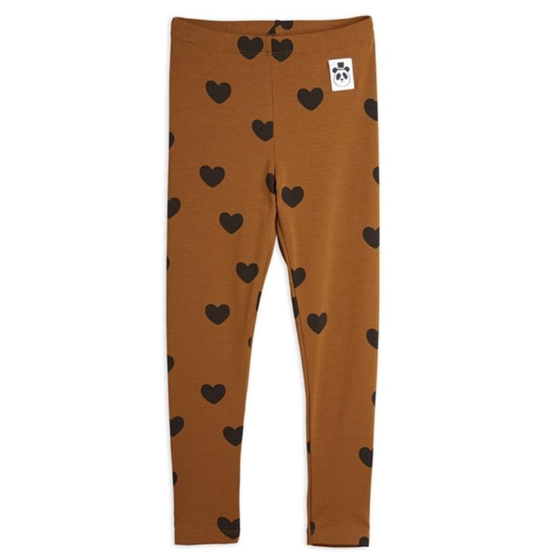 Basic Hearts Brown Leggings   Str. 56 62 fra Mini Rodini