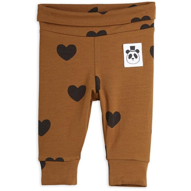 Basic Hearts Brown Newborn Leggings   Str. 50 fra Mini Rodini