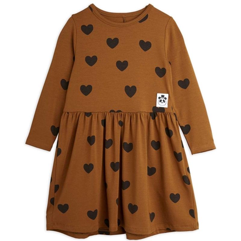 Basic Hearts Brown Kjole   Str. 80 86 fra Mini Rodini