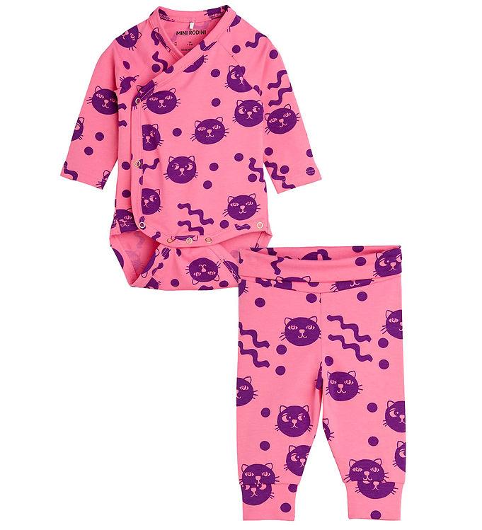 Babysæt   Squiggly Cats   Pink fra Mini Rodini