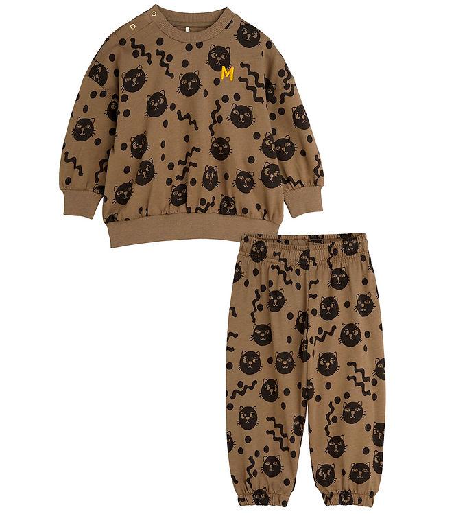Babysæt   Squiggly Cats Aop   Brown fra Mini Rodini