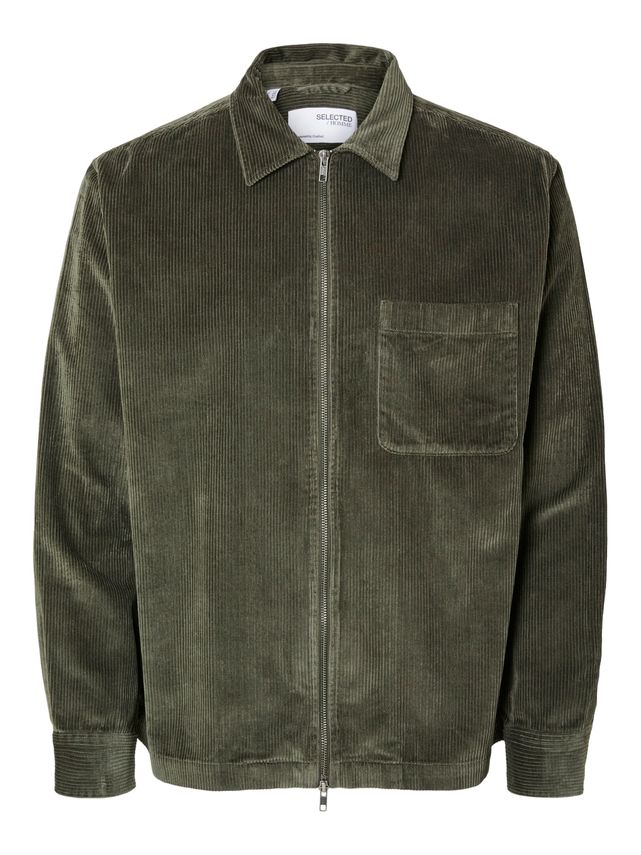 Slh Jake Cord Overshirt Ls Zip Noos fra Selected