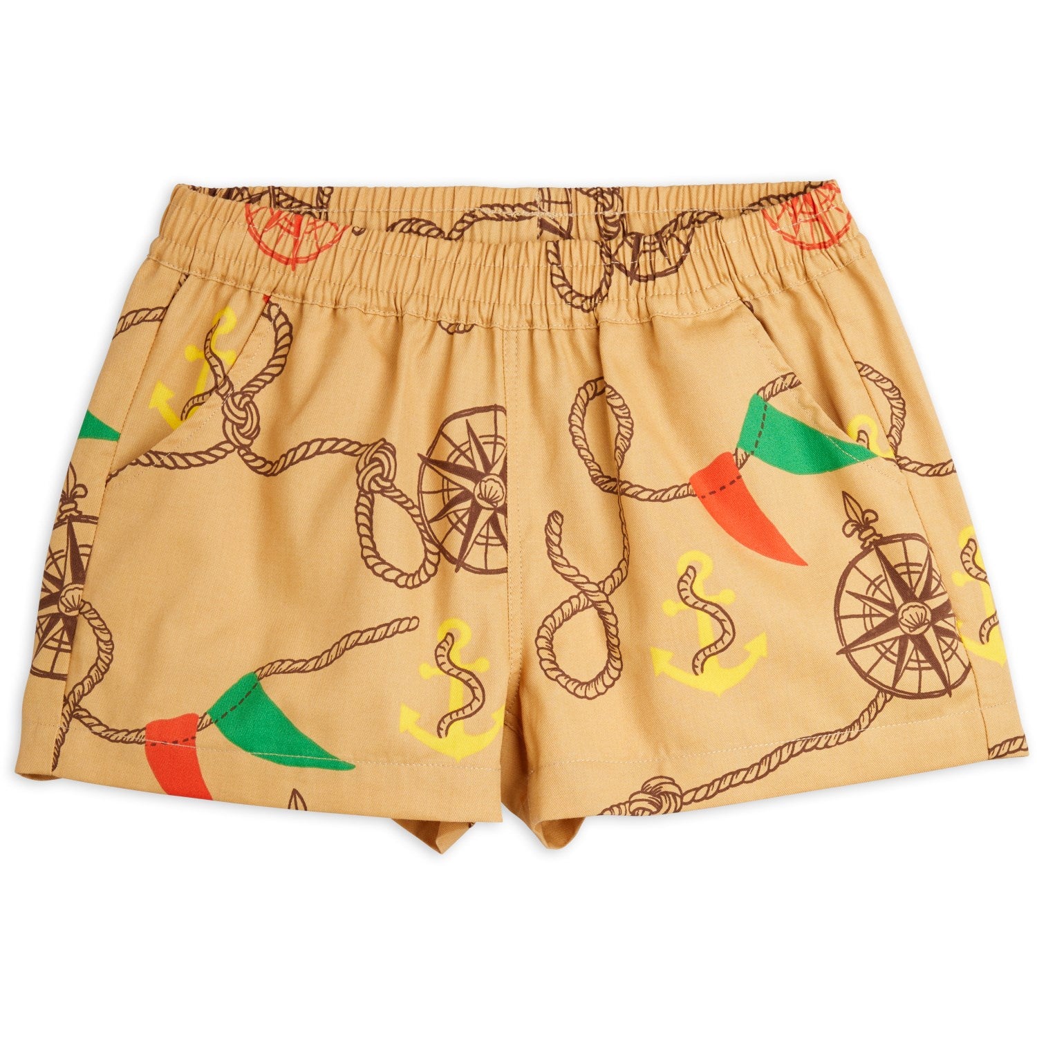 Beige Nautical Aop Vævet Shorts   Str. 80 86 fra Mini Rodini