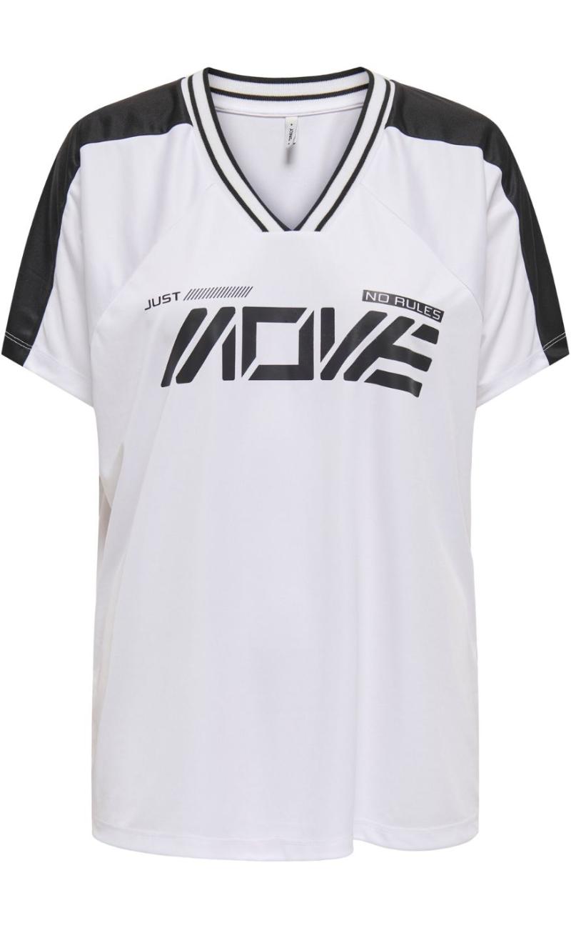 Bluse   Bella Sport V Neck   Bright White Move In Black fra Only