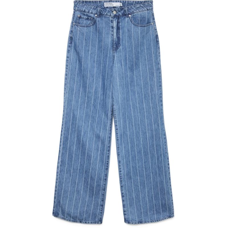 Dame Jeans Vmkathy  Medium Blue Denim Stripes White fra Vero Moda hos Klædeskabet.dk 5715715498985