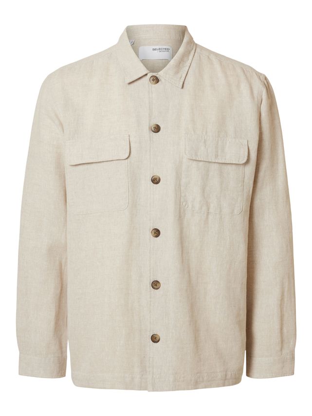 Slh Leroy Linen Blend Overshirt Ls fra Selected