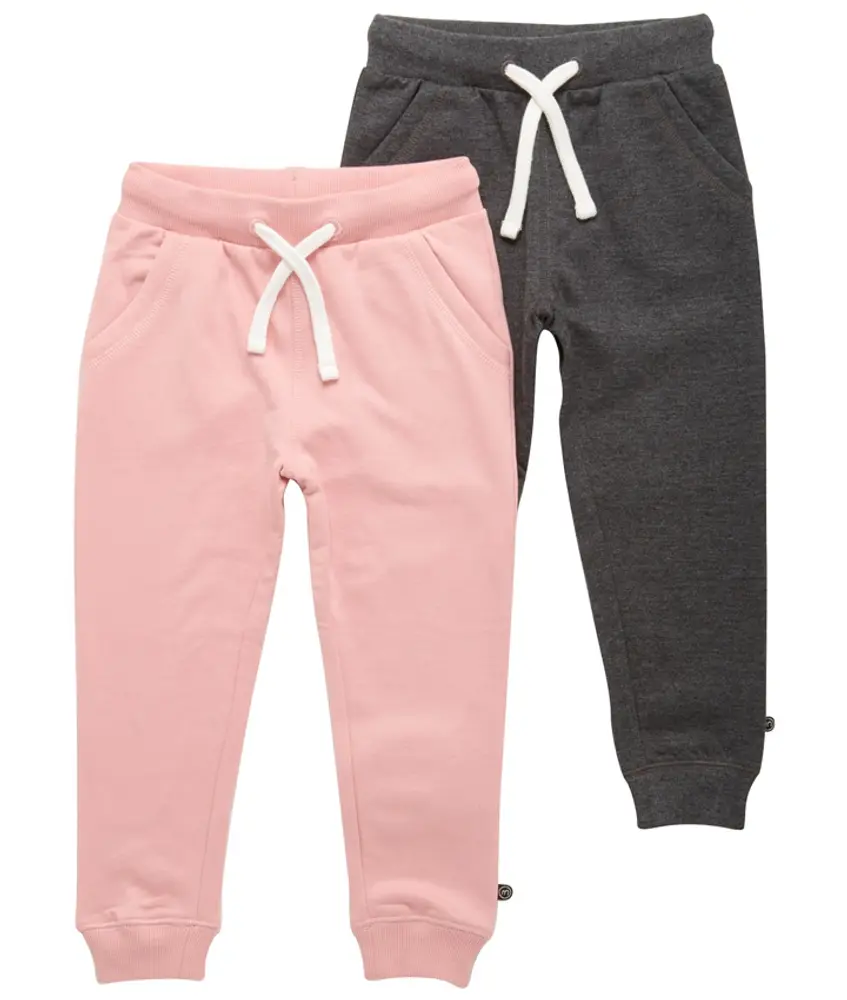 2 Pak Basic Sweatbuks   Lyserrød Mørkegrå 568     104 fra Minymo